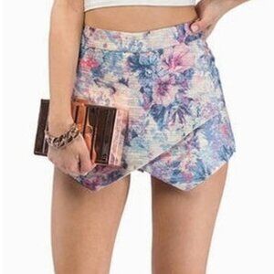 Mustard Seed Floral Watercolor Gold Shorts Skort  Barbie Pink Barbiecore